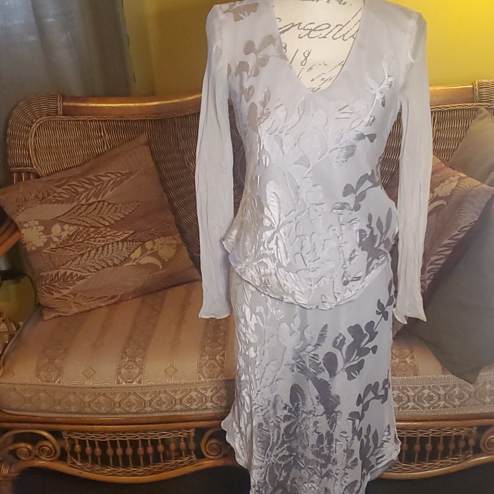 Donna Ricco sheer silk 2 piece formal wear